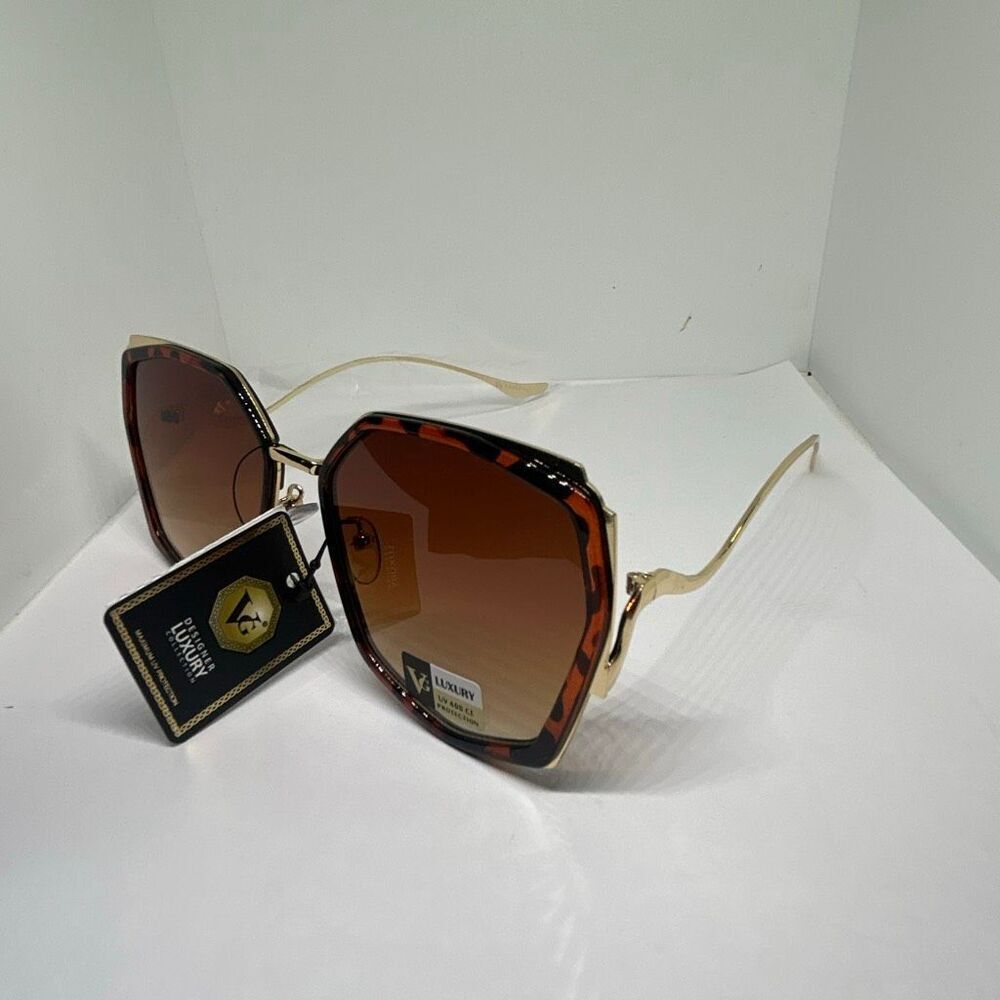 VG Tortoise Luxury Geometric Oversized Fashion Sunglasses UV400 Designer Style N